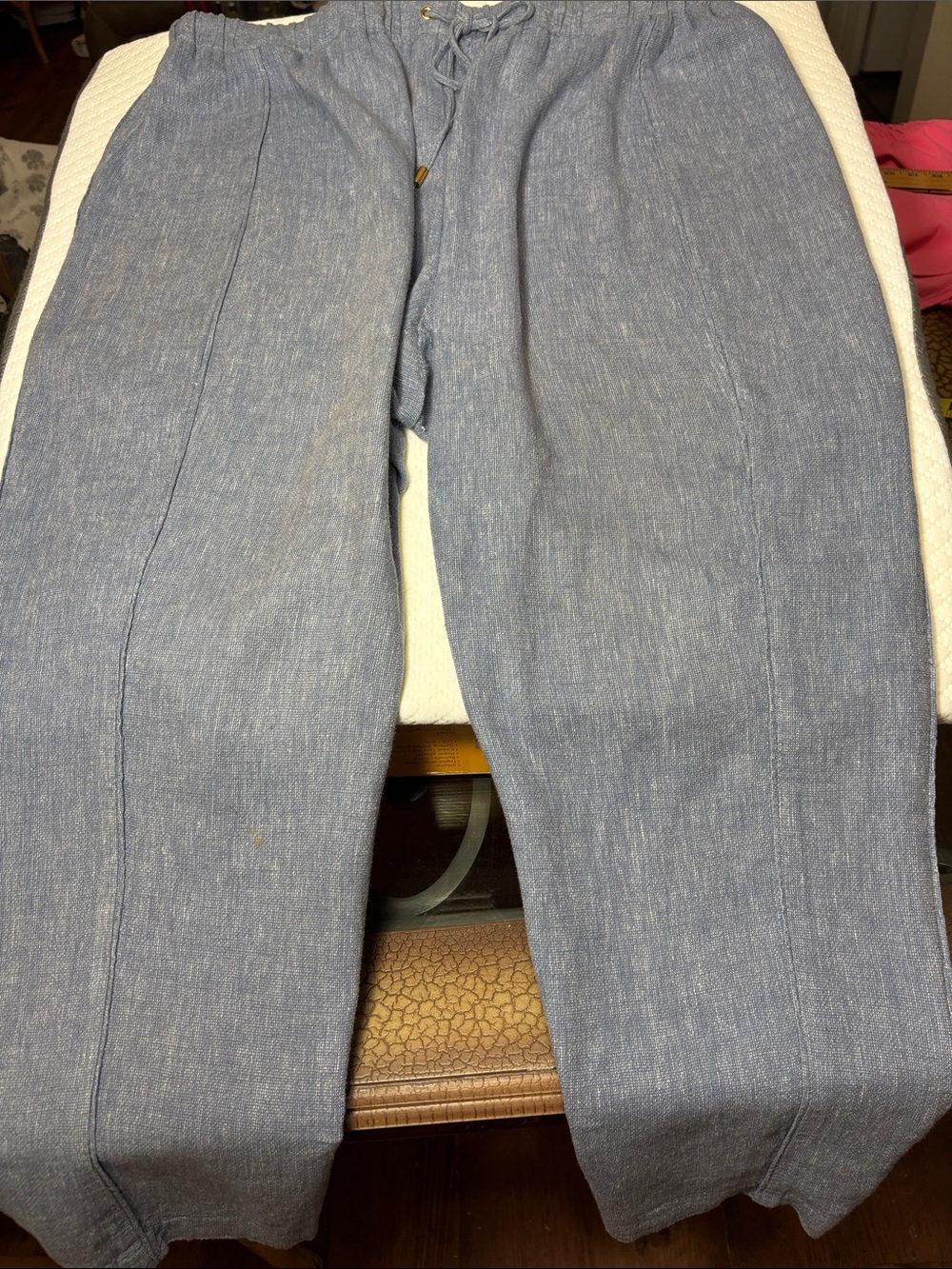 Ellen Tracy Light Blue Women’s Drawstring Linen-Blend Pants - Picture 2 of 13